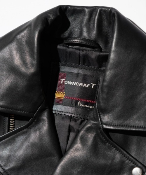 TOWNCRAFT（タウンクラフト）の「【TOWNCRAFT タウンクラフト】 LEATHER DOUBLE RIDERS　レザーライダースジャケット（ライダースジャケット・メンズ・ブラック・LARGE/MEDIUM）」の2枚目の写真