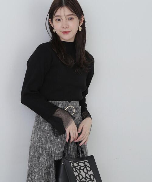 PROPORTION BODY DRESSING(プロポーションボディドレッシング)の「チュールフレアースリーブニット / 1214170002(ニット/セーター・レディース・ホワイト/ブラック/イエロー・FREE)」の1枚目の写真