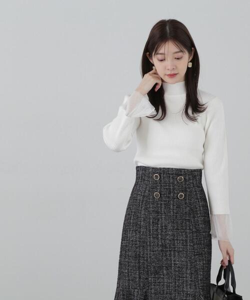 PROPORTION BODY DRESSING(プロポーションボディドレッシング)の「チュールフレアースリーブニット / 1214170002(ニット/セーター・レディース・ホワイト/ブラック/イエロー・FREE)」の12枚目の写真