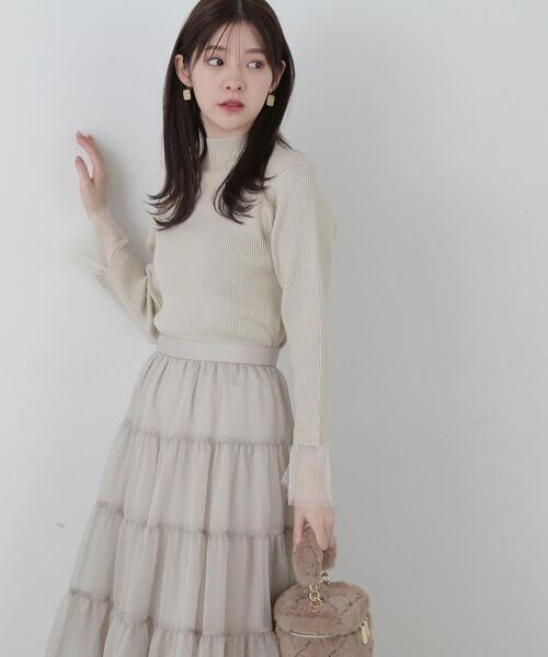 PROPORTION BODY DRESSING(プロポーションボディドレッシング)の「チュールフレアースリーブニット / 1214170002(ニット/セーター・レディース・ホワイト/ブラック/イエロー・FREE)」の10枚目の写真