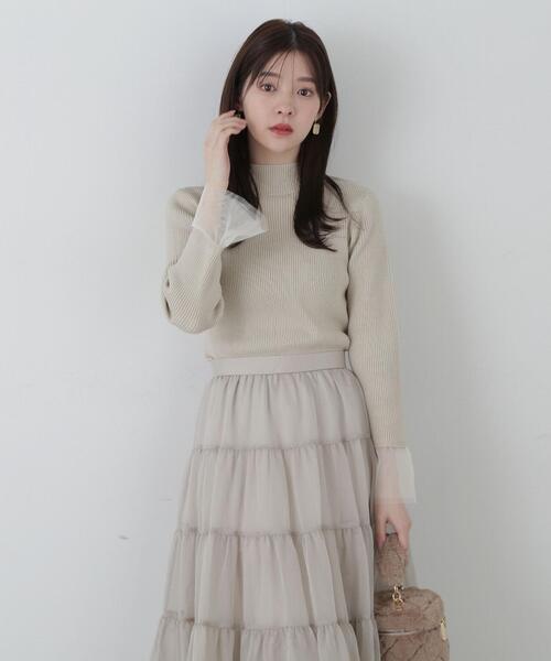 PROPORTION BODY DRESSING(プロポーションボディドレッシング)の「チュールフレアースリーブニット / 1214170002(ニット/セーター・レディース・ホワイト/ブラック/イエロー・FREE)」の13枚目の写真