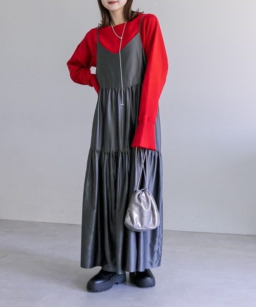 mystic(ミスティック)の「サテンティアードキャミワンピース(ワンピース・レディース・ライトグレー/チャコールグレー/ブラック・1/2)」の22枚目の写真