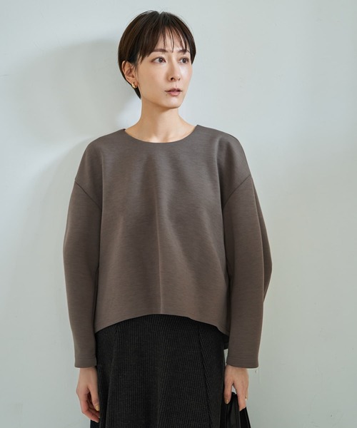 STYLE DELI（スタイルデリ）の「【Made in JAPAN】バナナスリーブダンボールトップス（Tシャツ/カットソー・レディース・ライトグレー/ブラック/グレー系その他/チャコール・FREE）」の3枚目の写真