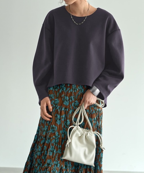STYLE DELI（スタイルデリ）の「【Made in JAPAN】バナナスリーブダンボールトップス（Tシャツ/カットソー・レディース・ライトグレー/ブラック/グレー系その他/チャコール・FREE）」の4枚目の写真