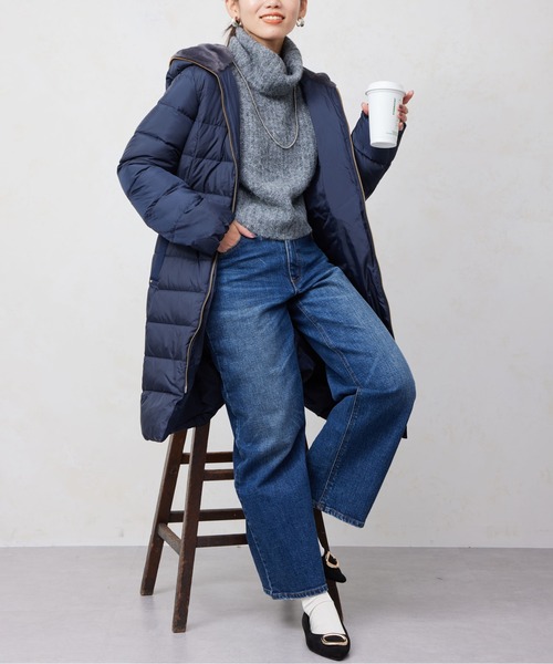Chez toi(シェトワ)の「フード裏ファーロングダウン(ダウンジャケット/コート・レディース・チャコールグレー/ネイビー/モカ・FREE)」の21枚目の写真