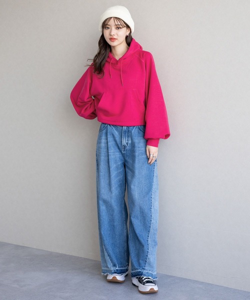 RAGEBLUE（レイジブルー）の「フラワー刺繍ショートパーカー