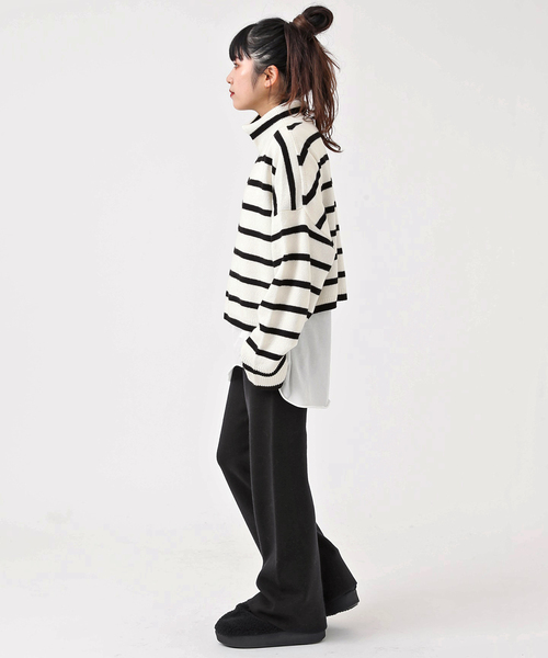 EVERYDAY I LIKE.（エヴリディアイライク）の「クロップドストライプタートルネックプルオーバー（ニット/セーター・レディース・ホワイト系その他・FREE）」の5枚目の写真
