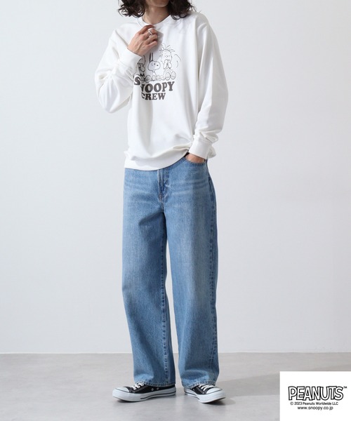 PEANUTS(ピーナッツ)の「PEANUTS スヌーピー 裏毛 プリント トレーナー(スウェット・レディース・ホワイト/杢グレー/チャコール/ブラック/アーミー/ライトピンク・M/L/LL)」の10枚目の写真