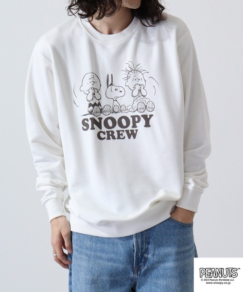 PEANUTS(ピーナッツ)の「PEANUTS スヌーピー 裏毛 プリント トレーナー(スウェット・レディース・ホワイト/杢グレー/チャコール/ブラック/アーミー/ライトピンク・M/L/LL)」の7枚目の写真