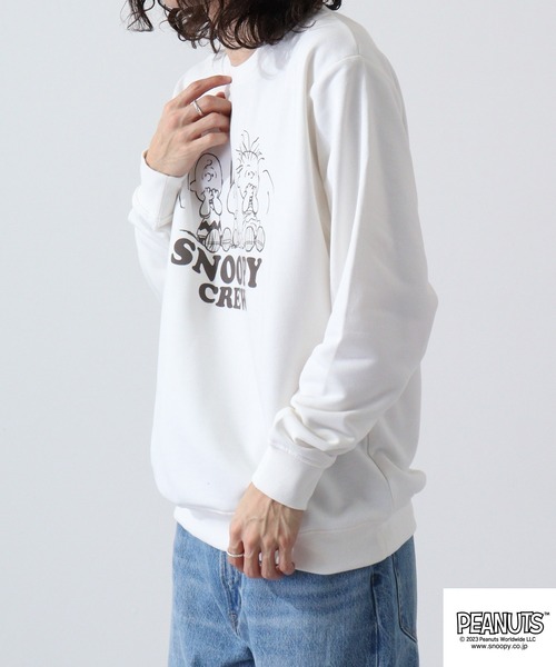 PEANUTS(ピーナッツ)の「PEANUTS スヌーピー 裏毛 プリント トレーナー(スウェット・レディース・ホワイト/杢グレー/チャコール/ブラック/アーミー/ライトピンク・M/L/LL)」の8枚目の写真