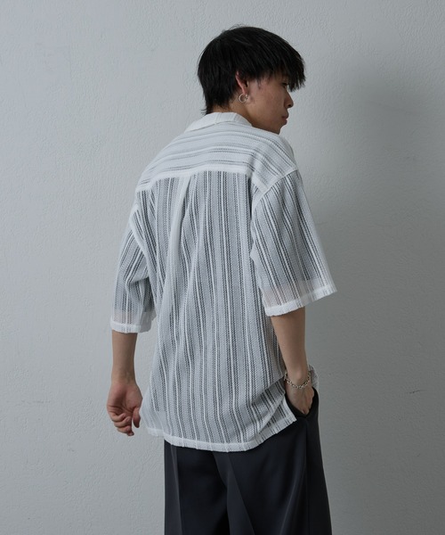 COLONY 2139（コロニートゥーワンスリーナイン）の「ニット透かし編み半袖シャツ（シャツ/ブラウス・メンズ・ブラック/ホワイト/アイボリー・MEDIUM/LARGE）」の10枚目の写真