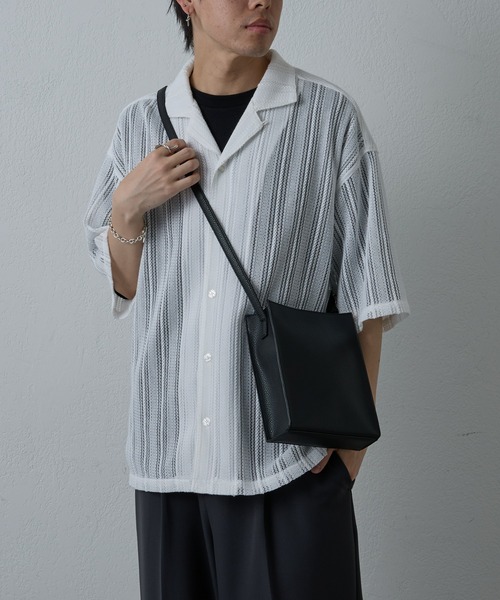 COLONY 2139（コロニートゥーワンスリーナイン）の「ニット透かし編み半袖シャツ（シャツ/ブラウス・メンズ・ブラック/ホワイト/アイボリー・MEDIUM/LARGE）」の11枚目の写真