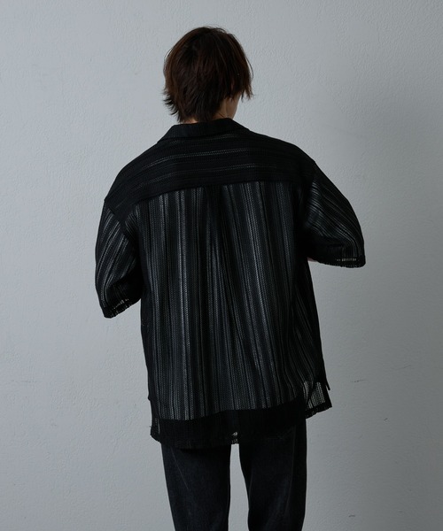 COLONY 2139（コロニートゥーワンスリーナイン）の「ニット透かし編み半袖シャツ（シャツ/ブラウス・メンズ・ブラック/ホワイト/アイボリー・MEDIUM/LARGE）」の13枚目の写真