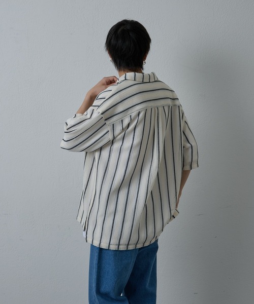 COLONY 2139（コロニートゥーワンスリーナイン）の「ニット透かし編み半袖シャツ（シャツ/ブラウス・メンズ・ブラック/ホワイト/アイボリー・MEDIUM/LARGE）」の5枚目の写真