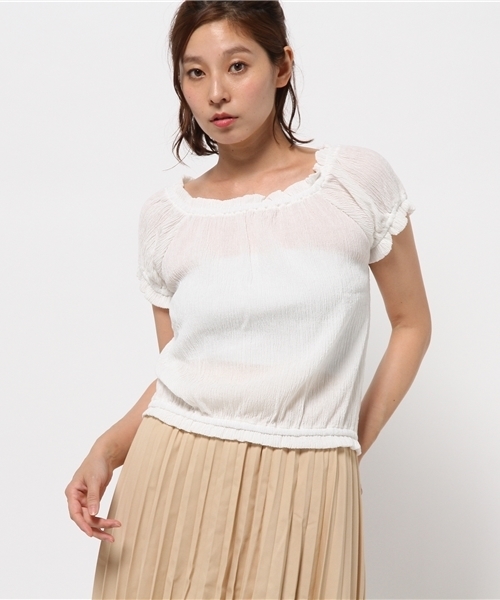 OUTLET(アウトレット)の「【who's who Chico】プチフリルTOPS(Tシャツ/カットソー・レディース・ホワイト/ライトブルー/ネイビー・FREE)」の2枚目の写真