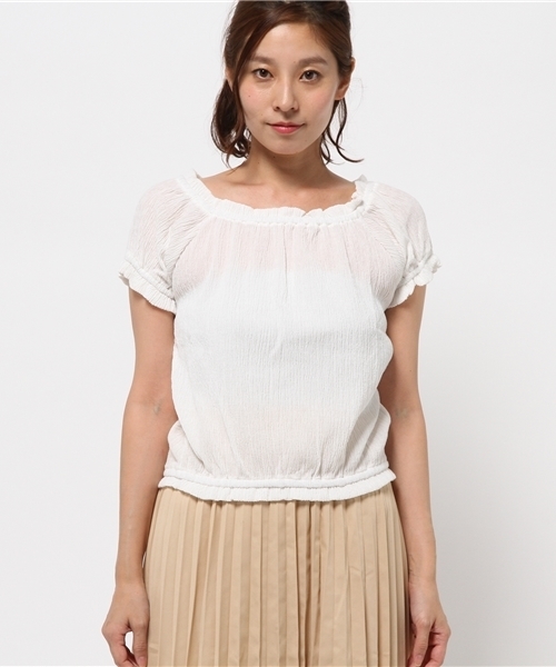 OUTLET(アウトレット)の「【who's who Chico】プチフリルTOPS(Tシャツ/カットソー・レディース・ホワイト/ライトブルー/ネイビー・FREE)」の4枚目の写真