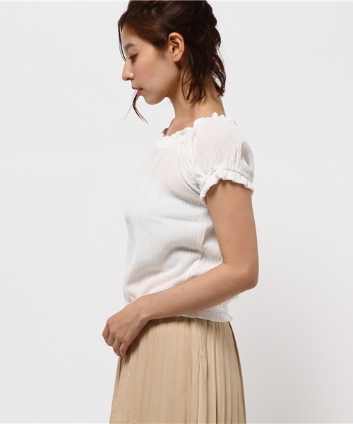 OUTLET(アウトレット)の「【who's who Chico】プチフリルTOPS(Tシャツ/カットソー・レディース・ホワイト/ライトブルー/ネイビー・FREE)」の5枚目の写真