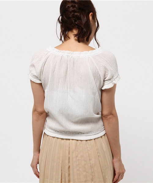 OUTLET(アウトレット)の「【who's who Chico】プチフリルTOPS(Tシャツ/カットソー・レディース・ホワイト/ライトブルー/ネイビー・FREE)」の6枚目の写真