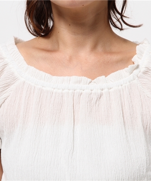 OUTLET(アウトレット)の「【who's who Chico】プチフリルTOPS(Tシャツ/カットソー・レディース・ホワイト/ライトブルー/ネイビー・FREE)」の7枚目の写真