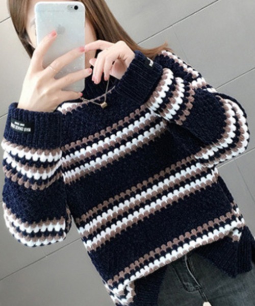 おしゃれスタ(オシャレスタ)の「ふわもこタートルネックセーター(ニット/セーター・レディース・ネイビー/ホワイト/ブラウン・FREE)」の1枚目の写真