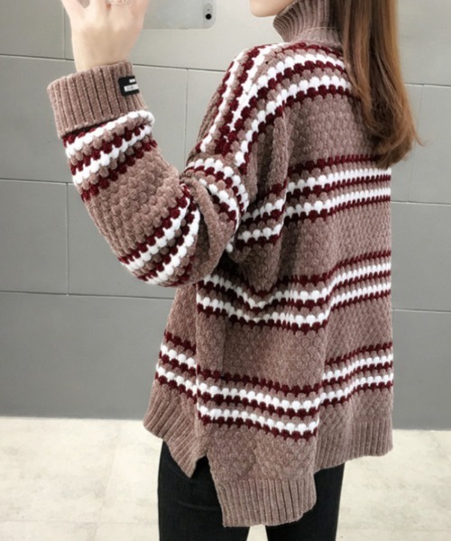 おしゃれスタ(オシャレスタ)の「ふわもこタートルネックセーター(ニット/セーター・レディース・ネイビー/ホワイト/ブラウン・FREE)」の3枚目の写真