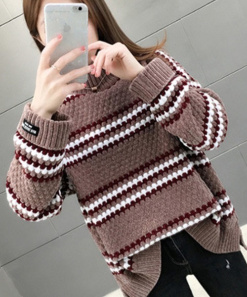 おしゃれスタ(オシャレスタ)の「ふわもこタートルネックセーター(ニット/セーター・レディース・ネイビー/ホワイト/ブラウン・FREE)」の11枚目の写真