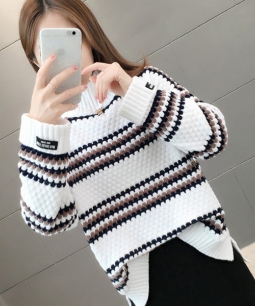 おしゃれスタ(オシャレスタ)の「ふわもこタートルネックセーター(ニット/セーター・レディース・ネイビー/ホワイト/ブラウン・FREE)」の4枚目の写真
