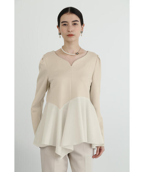 JILL STUART(ジルスチュアート)の「◆ストレッチダブルクロスタフタコンビトップ(シャツ/ブラウス・レディース・ネイビー/ベージュ・MEDIUM/SMALL)」の8枚目の写真
