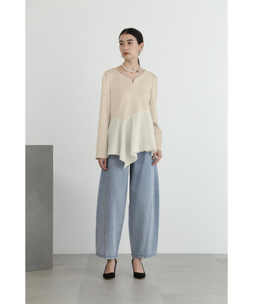 JILL STUART(ジルスチュアート)の「◆ストレッチダブルクロスタフタコンビトップ(シャツ/ブラウス・レディース・ネイビー/ベージュ・MEDIUM/SMALL)」の14枚目の写真