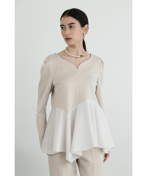 JILL STUART(ジルスチュアート)の「◆ストレッチダブルクロスタフタコンビトップ(シャツ/ブラウス・レディース・ネイビー/ベージュ・MEDIUM/SMALL)」の6枚目の写真