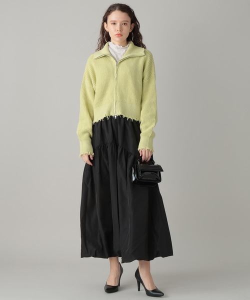 FOREVER 21（フォーエバー トゥエンティーワン）の「襟付きZIPニットカーディガン（カーディガン/ボレロ・レディース・オフホワイト/ライトグレー/グリーン・FREE）」の18枚目の写真