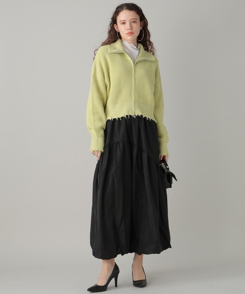 FOREVER 21（フォーエバー トゥエンティーワン）の「襟付きZIPニットカーディガン（カーディガン/ボレロ・レディース・オフホワイト/ライトグレー/グリーン・FREE）」の22枚目の写真