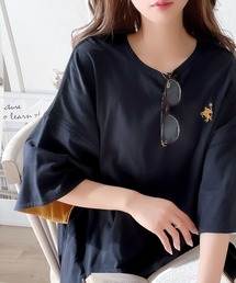 プラスワンでトレンド感UP。綿100%胸刺繍リバーシブルTシャツ