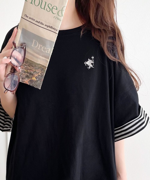 classicalelf(クラシカルエルフ)の「プラスワンでトレンド感UP。綿100%胸刺繍リバーシブルTシャツ(Tシャツ/カットソー・レディース・ネイビー系/ブラック系/ベージュ系/アイボリー系・LARGE/MEDIUM/SMALL/X-LARGE)」の9枚目の写真