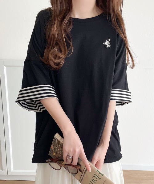 classicalelf(クラシカルエルフ)の「プラスワンでトレンド感UP。綿100%胸刺繍リバーシブルTシャツ(Tシャツ/カットソー・レディース・ネイビー系/ブラック系/ベージュ系/アイボリー系・LARGE/MEDIUM/SMALL/X-LARGE)」の13枚目の写真