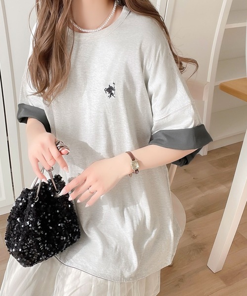 classicalelf(クラシカルエルフ)の「プラスワンでトレンド感UP。綿100%胸刺繍リバーシブルTシャツ(Tシャツ/カットソー・レディース・ネイビー系/ブラック系/ベージュ系/アイボリー系・LARGE/MEDIUM/SMALL/X-LARGE)」の6枚目の写真