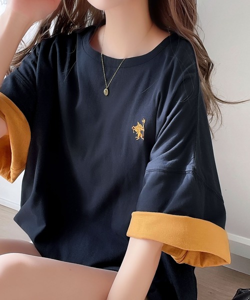 classicalelf(クラシカルエルフ)の「プラスワンでトレンド感UP。綿100%胸刺繍リバーシブルTシャツ(Tシャツ/カットソー・レディース・ネイビー系/ブラック系/ベージュ系/アイボリー系・LARGE/MEDIUM/SMALL/X-LARGE)」の17枚目の写真