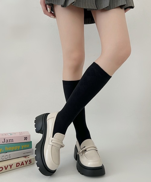 Shoes in Closet(シューズインクローゼット)の「厚底 タンクソール ストラップ デザイン ローファー 778(ローファー・レディース・ブラック/アイボリー/ブラック系その他/ダークブラウン・S/M/L/LL)」の10枚目の写真