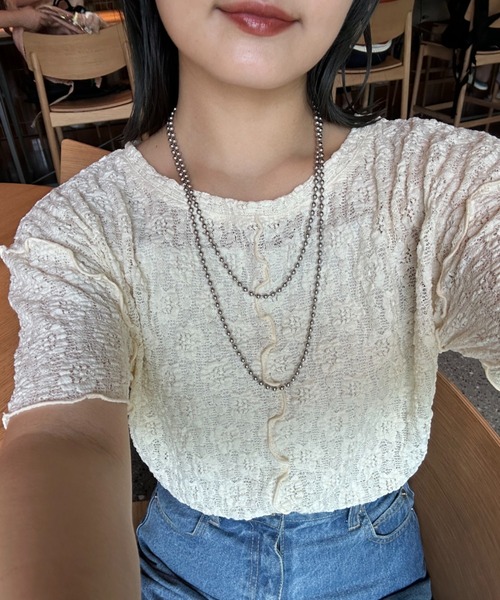 アクセサリー Ciao DX1378 Two-Tone Stainless Steel Choker Necklace｜シルバー