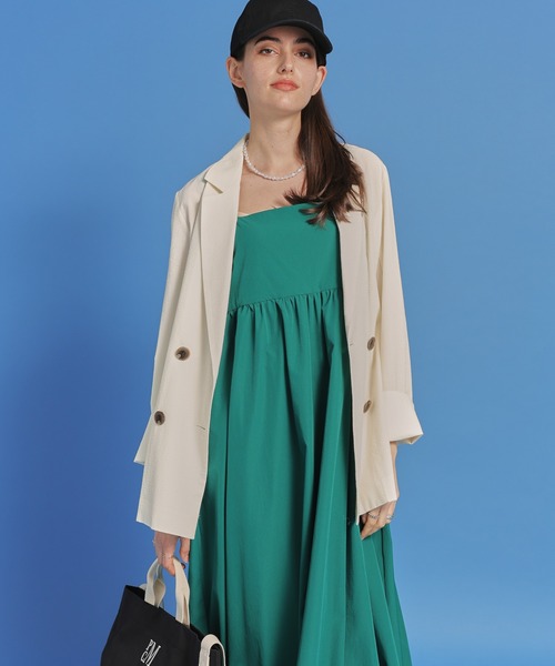 saloon（サルーン）の「SALOON(サルーン)/　ギャザーバルーンキャミワンピース【手洗い可】ロング丈（ワンピース・レディース・ベージュ/ブラック/グリーン・FREE）」の7枚目の写真