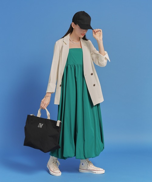 saloon（サルーン）の「SALOON(サルーン)/　ギャザーバルーンキャミワンピース【手洗い可】ロング丈（ワンピース・レディース・ベージュ/ブラック/グリーン・FREE）」の18枚目の写真