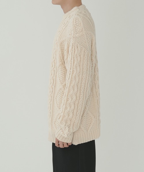 NULL（ヌル）の「【NULL】アラン編み ニット（ニット/セーター・メンズ・ベージュ/ホワイト/グレー/ブラック・LARGE/MEDIUM）」の6枚目の写真