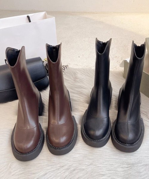 Miniministore（ミニミニストア）の「ショートブーツ レディース 厚底靴 美脚（ブーツ・レディース・ブラウン/ブラック・22.5cm/24.5cm/23.5cm/24.0cm/23.0cm）」の12枚目の写真