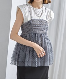 ドット柄チュールキャミビスチェ