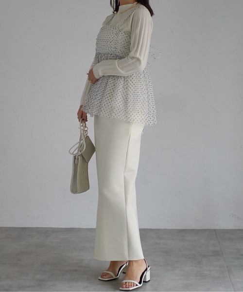 each（イーチ）の「ドット柄チュールキャミビスチェ（キャミソール・レディース・ホワイト/グレー/ブラック・FREE）」の12枚目の写真