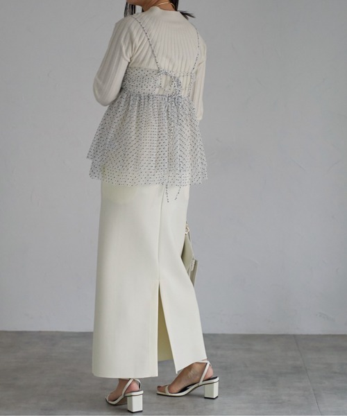 each（イーチ）の「ドット柄チュールキャミビスチェ（キャミソール・レディース・ホワイト/グレー/ブラック・FREE）」の13枚目の写真