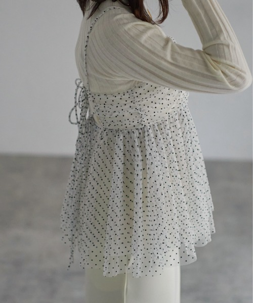 each（イーチ）の「ドット柄チュールキャミビスチェ（キャミソール・レディース・ホワイト/グレー/ブラック・FREE）」の10枚目の写真
