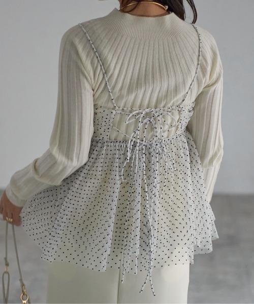 each（イーチ）の「ドット柄チュールキャミビスチェ（キャミソール・レディース・ホワイト/グレー/ブラック・FREE）」の4枚目の写真