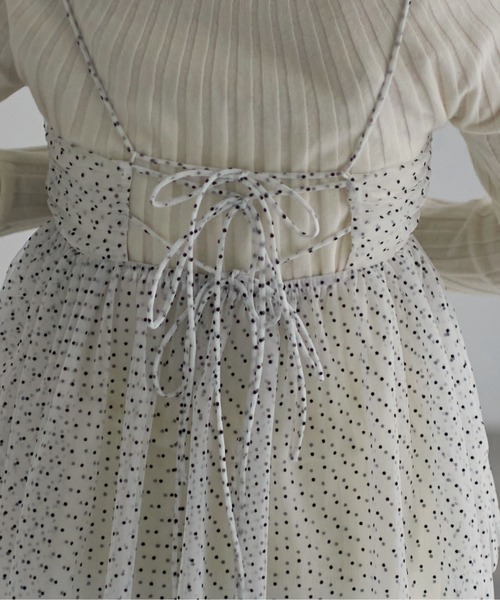 each（イーチ）の「ドット柄チュールキャミビスチェ（キャミソール・レディース・ホワイト/グレー/ブラック・FREE）」の6枚目の写真