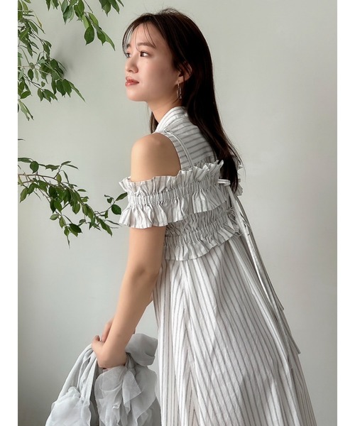 dazzlin（ダズリン）の「ギャザービスチェSETシャツワンピース（シャツワンピース・レディース・ピンク/オフホワイト/ブラック/グリーン/ブルー/レッド・MEDIUM/LARGE/X-SMALL/SMALL）」の22枚目の写真